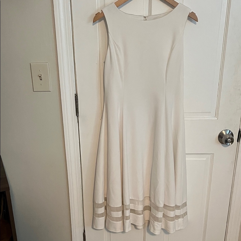 Calvin Klein White Sleeveless Midi Dress